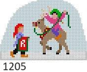 Santa's Village, Elves Riding Rudolph - 18 mesh by Liz Goodrick-Dillon (Tapestry Tent, via Susan Roberts) (thumbnail)