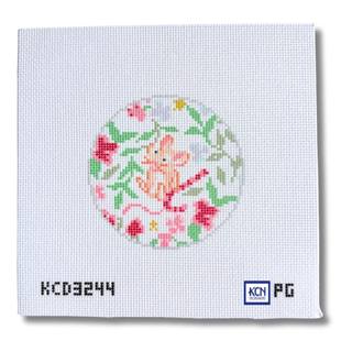 Mouse with Candy Cane Round Needlepoint Canvas by KCN Designers (thumbnail)
