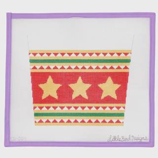 Gold Stars with Red Background and Triangle Stripes - Stocking Cuff by Little Bird Designs (thumbnail)