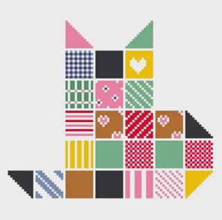 JV255 - Patchwork Cat Canvas by Jennifer Vallez Needlepoint (thumbnail)