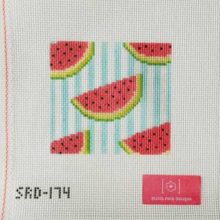 Watermelons Square Canvas by Stitch Rock Designs (thumbnail)