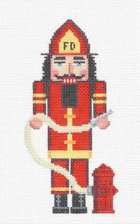 Nutcracker ~ Fireman Ornament 18 mesh handpainted Needlepoint Canvas by Susan Roberts by TS Designs (thumbnail)