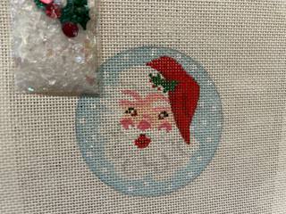 Snow Globe - Jolly Santa Face on Snowy Sky by Kate Dickerson Needlepoint Collections (thumbnail)