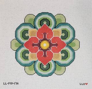 Red/Gold Mandala Flower Pillow by Laura Love Designs (thumbnail)