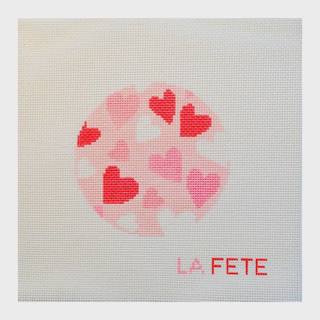 Heart Love Round with Glitter Hand Painted Needlepoint Canvas by La Fete Needlepoint (thumbnail)