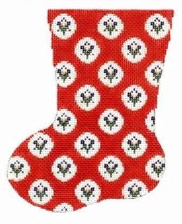 Small Flower Mini Sock - Red by Cooper Oaks Designs (thumbnail)