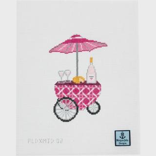 Pink Cane Rose Cart Canvas by Morgan Julia Designs (thumbnail)