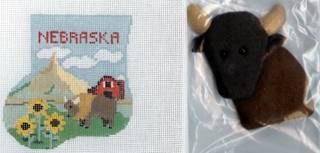 Mini Sock - Nebraska with buffalo by Kathy Schenkel (thumbnail)