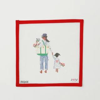 Mother & Child - Dark Skin with Daughter by Jennifer Vallez Needlepoint (thumbnail)