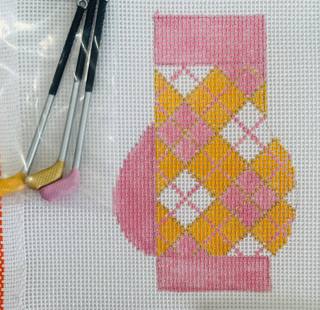 Golf Bag - Pink and Orange Argyle by Designing Women (via Canvas Connection) (thumbnail)