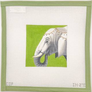Elephant Square with green background by Colors of Praise Art Studio (thumbnail)