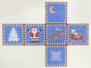 Santa, Sleigh, Reindeer and Tree Cube by Liz Goodrick-Dillon (Tapestry Tent, via Susan Roberts) (thumbnail)