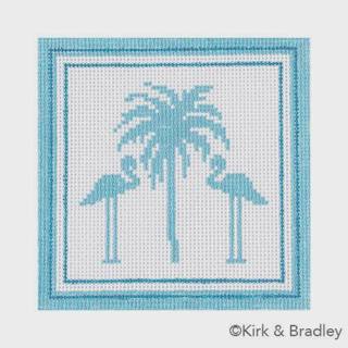 Nautical Coaster - Palm Tree in Aqua by Kirk and Bradley (thumbnail)