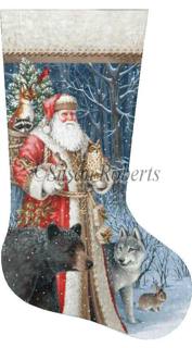 Woodland Territorial Santa by Susan Roberts Needlepoint (thumbnail)