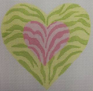 pink, yellow & green heart by Kate Dickerson Needlepoint Collections (thumbnail)
