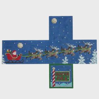 Sleigh Flight, 2.75" Cube on 13 by Susan Roberts Needlepoint (thumbnail)