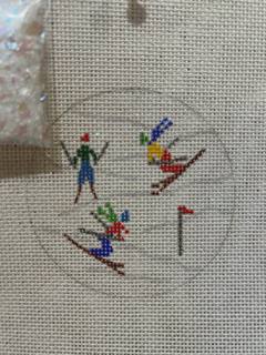 Snow Globe- Skiers on Sparkly Slopes by Kate Dickerson Needlepoint Collections (thumbnail)