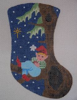 Elf Sleeping in Fir Tree Mini Stocking by MM Designs (thumbnail)