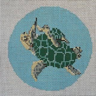 Sea Turtle and Baby Ornament Canvas by The Gingham Stitchery (thumbnail)