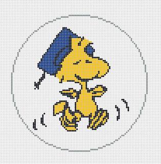 PEANUTS Graduation - Woodstock Graduation Dance Round Canvas by Officially Needlepoint (thumbnail)