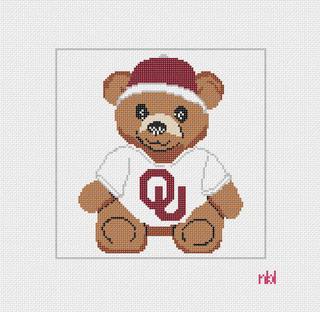 Needlepoint by Laura Oklahoma Adorable Teddy Bear. by Needlepoint by Laura (thumbnail)