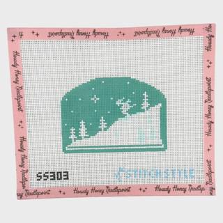 Mint Green Skier Silhouette by Stitch Style Needlepoint (thumbnail)