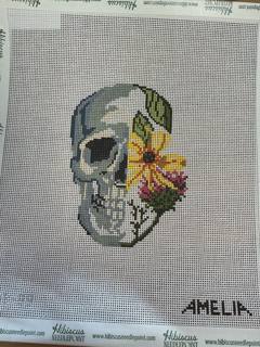 Skull with Flowers Painted by The Gingham Stitchery (thumbnail)