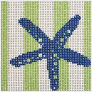 Starfish Stencil on Lime Coaster by Two Sisters Needlepoint (thumbnail)