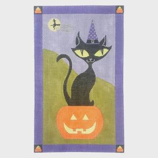 Witchy Kitty on Pumpkin by Eye Candy Needleart (thumbnail)