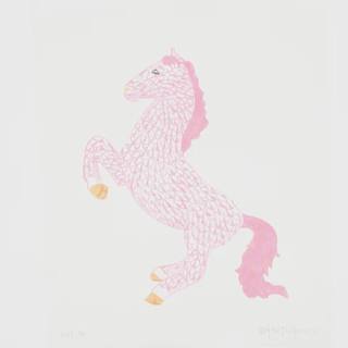 Light Pink Fishnet Rearing Horse by Kate Dickerson Needlepoint Collections (thumbnail)