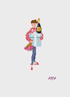 JV252 - Valentine's Girl Needlepoint Canvas by Jennifer Vallez Needlepoint (thumbnail)