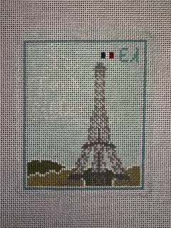 Eiffel Tower Travel Stamp by Stitch Style Needlepoint (thumbnail)