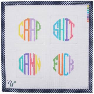 Wipstitch Multi-Color Dirty Coasters Needlepoint Canvas by Wipstitch Needleworks (thumbnail)