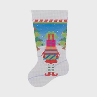 Pepperberry STK05 Elf with Packages Stocking by Pepperberry Designs (thumbnail)