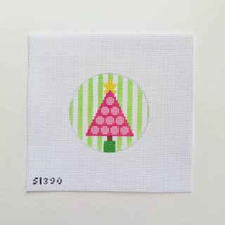 Pink Tree with Polka Dots on Stripes by KCN Designers (thumbnail)