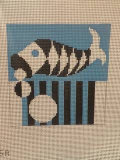 Hemingway Fish 4" square by Jeni Sandberg Needlepoint (thumbnail)