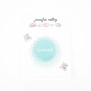 "Finished" Acrylic Project Bag Pin by Jennifer Vallez Needlepoint (thumbnail)