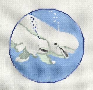 Mom & Baby Whale Round by Stitch Style Needlepoint (thumbnail)