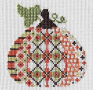 Patterned Pumpkin 1 by Kelly Clark Needlepoint (Colonial Needle) (thumbnail)