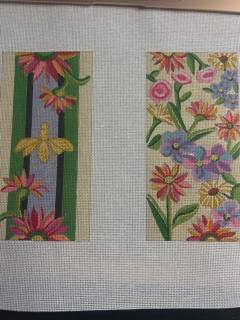 Floral Double Sided Eyeglass Case-Floral with Stripes and Bees by Alice Peterson (thumbnail)