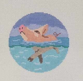 M-Swimming Pig by Susan Battle Needlepoint (thumbnail)