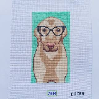 Yellow Lab w. Glasses Eye Glass Case by Susan Battle Needlepoint (thumbnail)