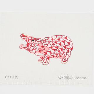 Small Red Fishnet Hippo by Kate Dickerson Needlepoint Collections (thumbnail)