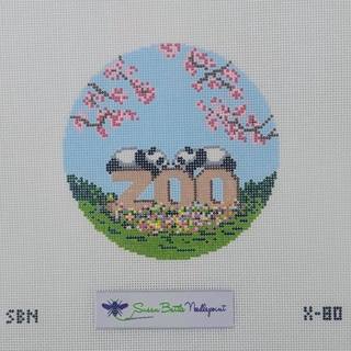 Pandas & Zoo with Cherry Blossoms by Susan Battle Needlepoint (thumbnail)