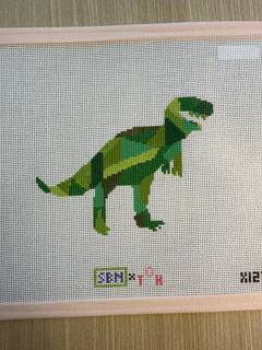 Green T-Rex by Susan Battle Needlepoint (thumbnail)