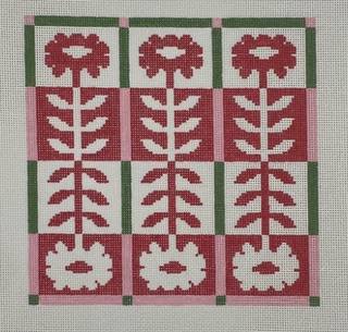 Flowered Quilt - pinks and greens by Cabell Stitchery (thumbnail)