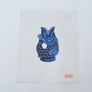 Navy Fish Pitcher Canvas by Stitching with Stacey (thumbnail)