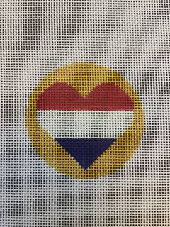 Heart Flag Bag Tag - Netherlands by M F Needlepoint (thumbnail)