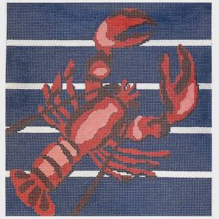 Lobster on Navy Stripes by CBK Needlepoint (thumbnail)