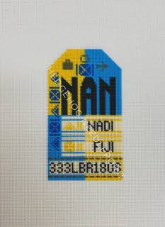 Retro Travel Tag · Fiji by Hedgehog Needlepoint (thumbnail)